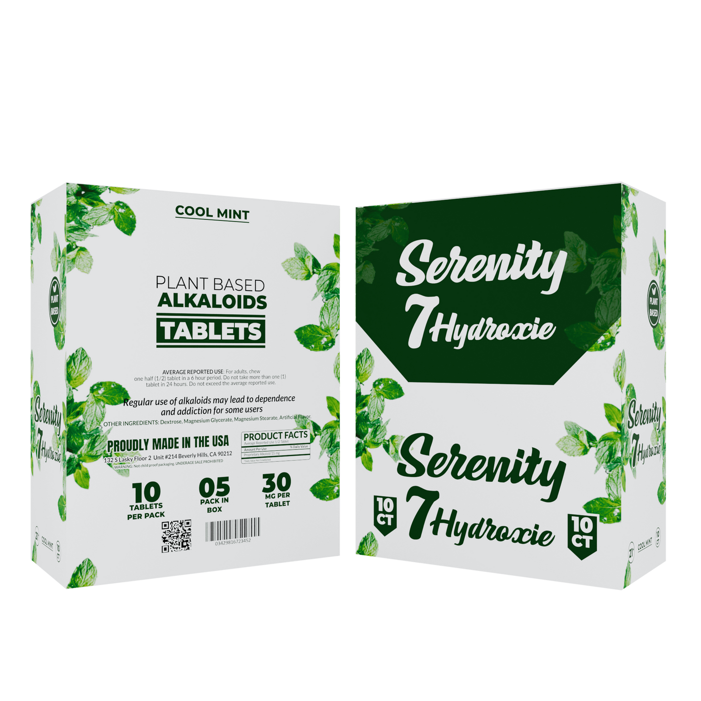 Serenity 7 Hydroxy - Cool Mint 30mg Pack of 10 Tabs 5 Count Box