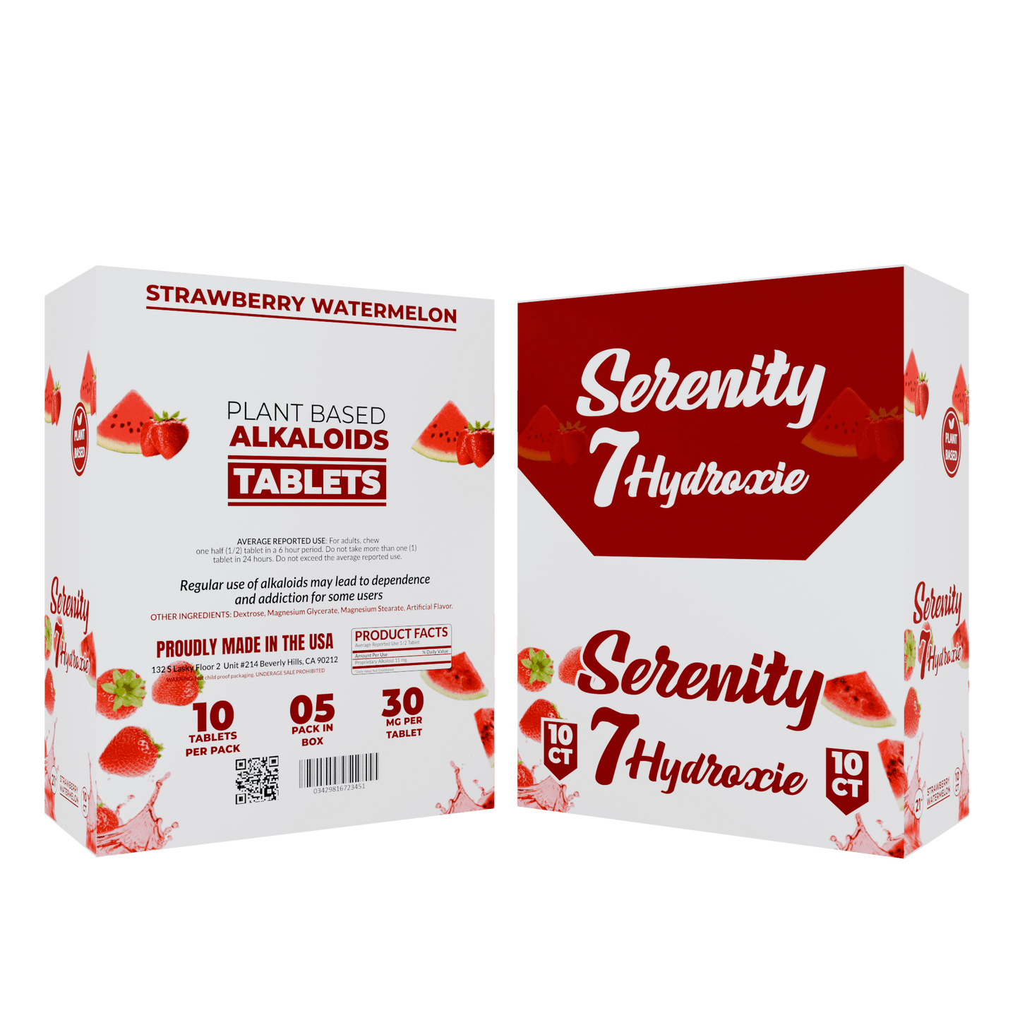 Serenity 7 Hydroxy - Strawberry Watermelon 30mg Pack of 10 Tabs 5 Count Box