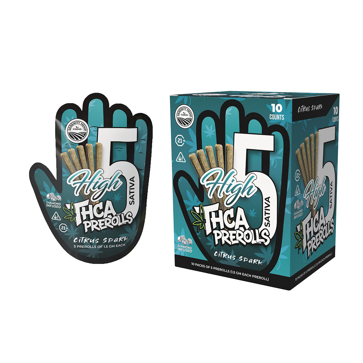 Serenity Hemp - Citrus Spark | High 5 THCA Sativa 1.5gm Prerolls 10 count box