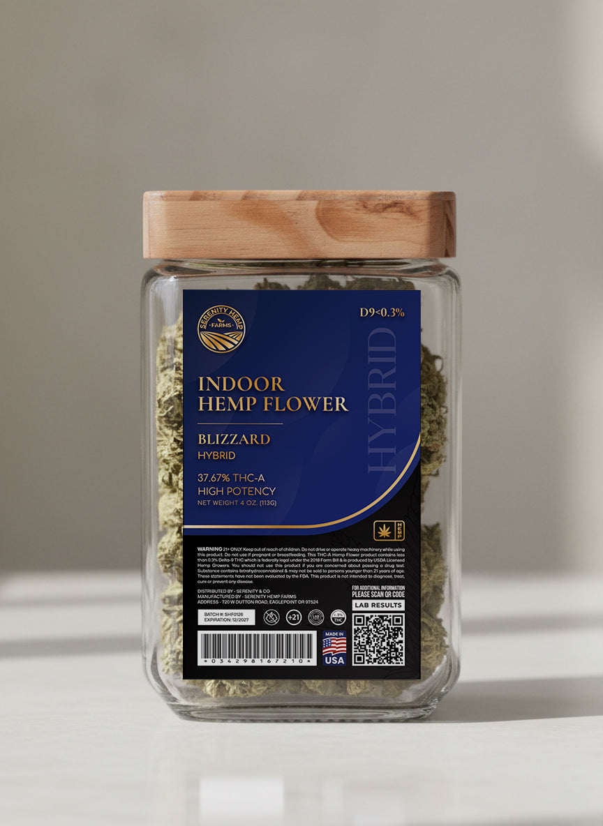 Serenity Hemp - Indoor Hemp Flower THCA Blizzard Hybrid– Serenity