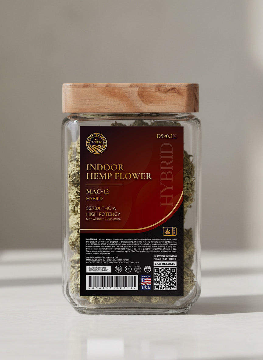 Serenity Hemp - Indoor Hemp Flower THCA MAC-12 Hybrid– Serenity