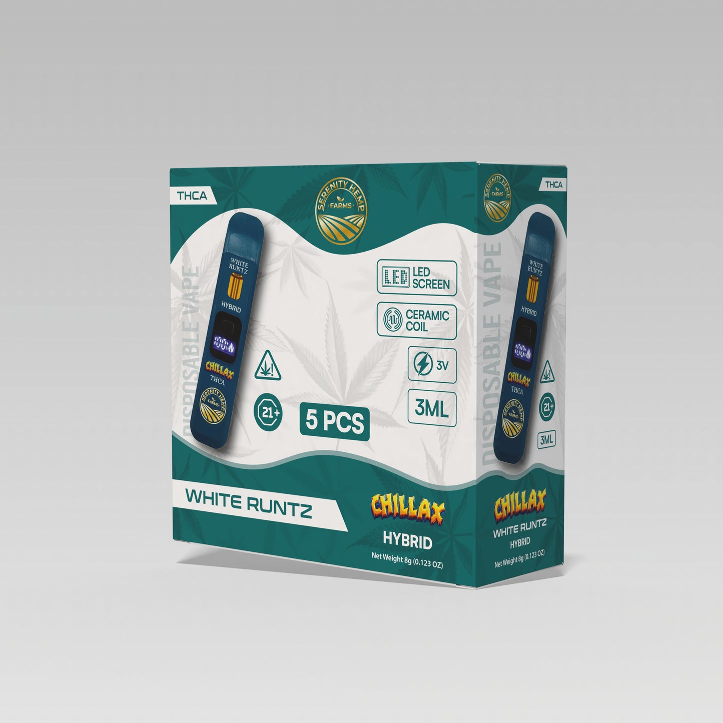 Serenity Hemp - White Runtz Hybrid THCA 3ml Disposable Vape box
