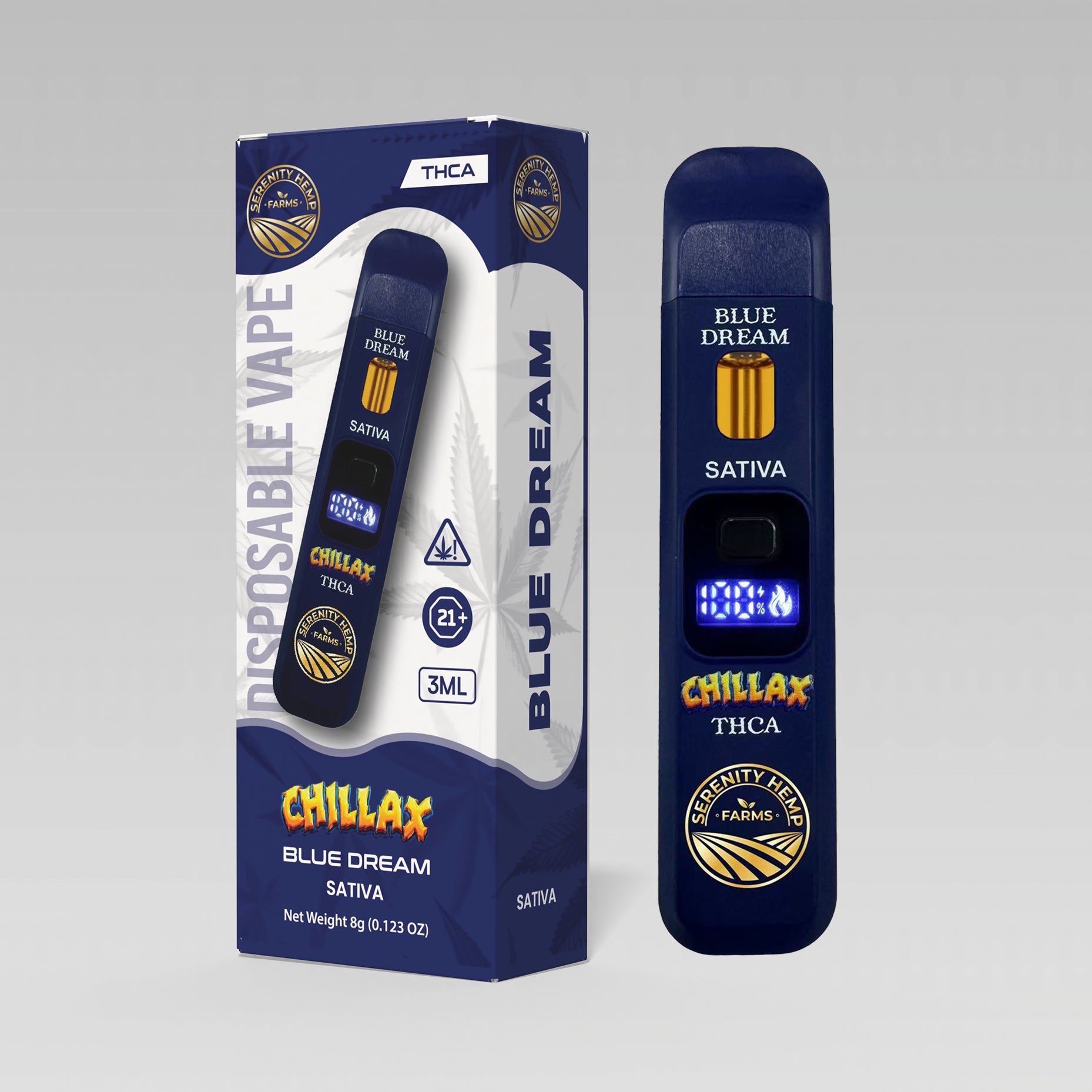 Serenity Hemp - Chillax Blue Dream Sativa THCA 3ml Disposable Vape Serenity Hemp Farms Serenity Hemp - Chillax Blue Dream Sativa THCA 3ml Disposable Vape Serenity Hemp Farms
