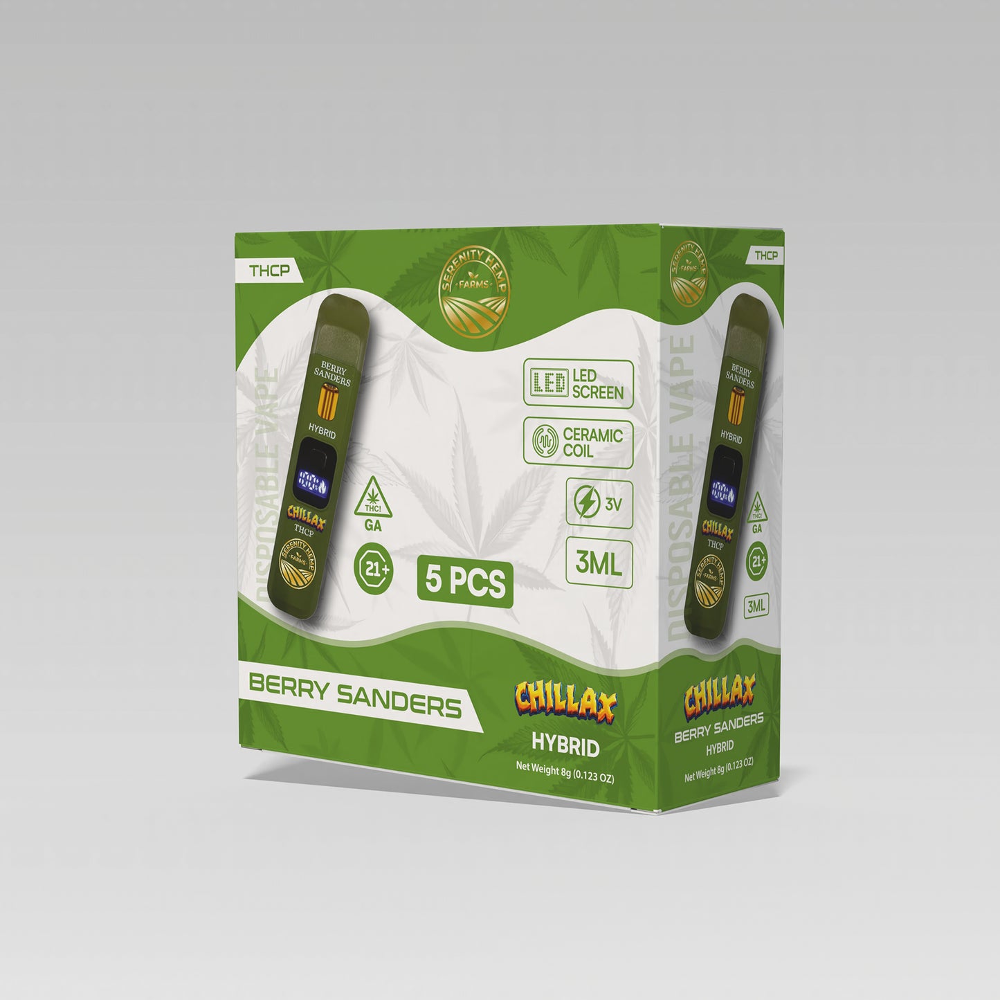 Serenity Hemp - Chillax Berry Sanders Hybrid THCA 3ml Disposable Vape, Box