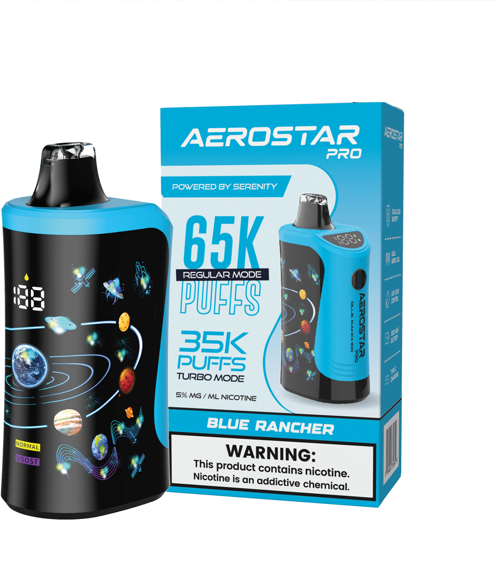 Serenity Hemp - Aerostar Pro Blue Rancher 5% Nic Rechargeable Disposab Serenity Hemp Farms Serenity Hemp - Aerostar Pro Blue Rancher 5% Nic Rechargeable Disposab Serenity Hemp Farms