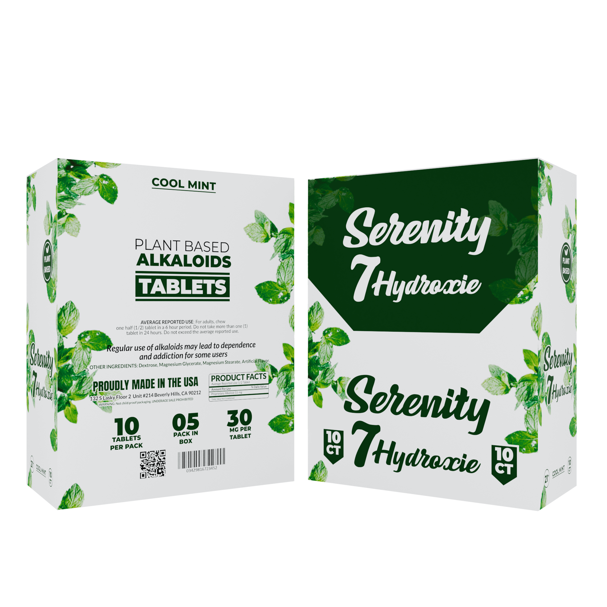 Serenity 7 Hydroxy - Cool Mint 30mg Pack of 10 Tabs 5 Count Box