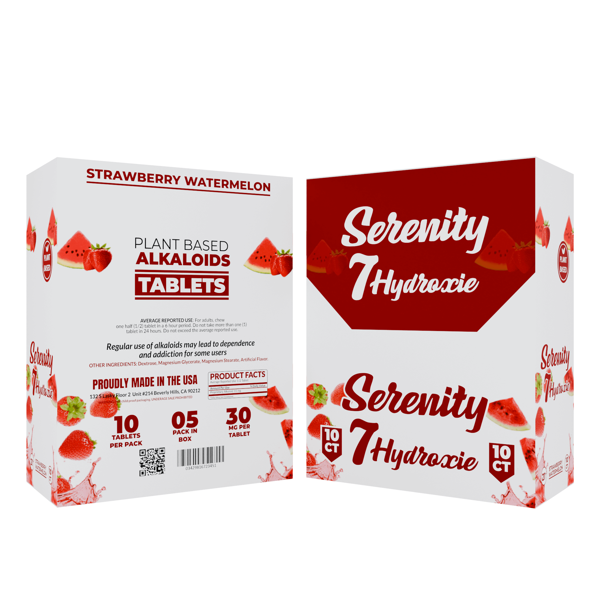 Serenity 7 Hydroxy - Strawberry Watermelon 30mg Pack of 10 Tabs 5 Count Box