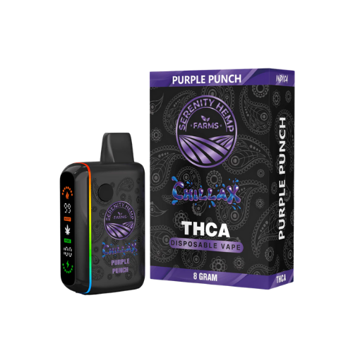 ちゅちゅ クリアクリーム サファイアブルー ショッキングパープル Serenity Hemp - Chillax Purple Punch Indica THCA 8gm Disposable
