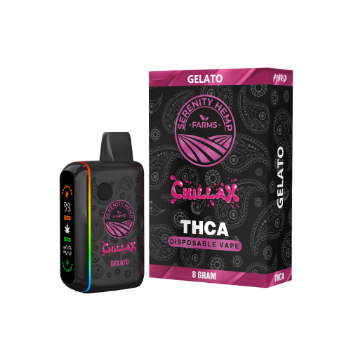Serenity Hemp - Chillax Gelato Hybrid THCA 8gm Disposable Vape Serenity Hemp Farms Serenity Hemp - Chillax Gelato Hybrid THCA 8gm Disposable Vape Serenity Hemp Farms
