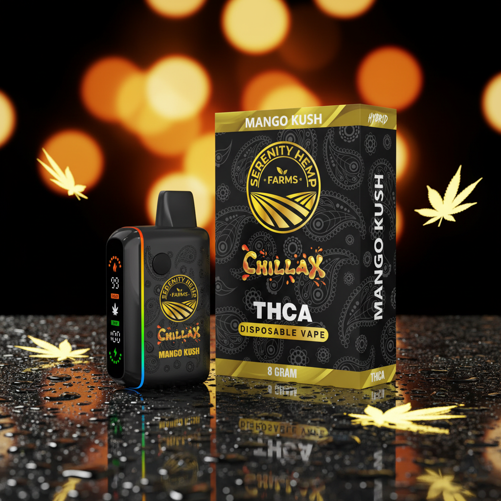 Serenity Hemp - Chillax Mango Kush Hybrid THCA 8gm Disposable Vape