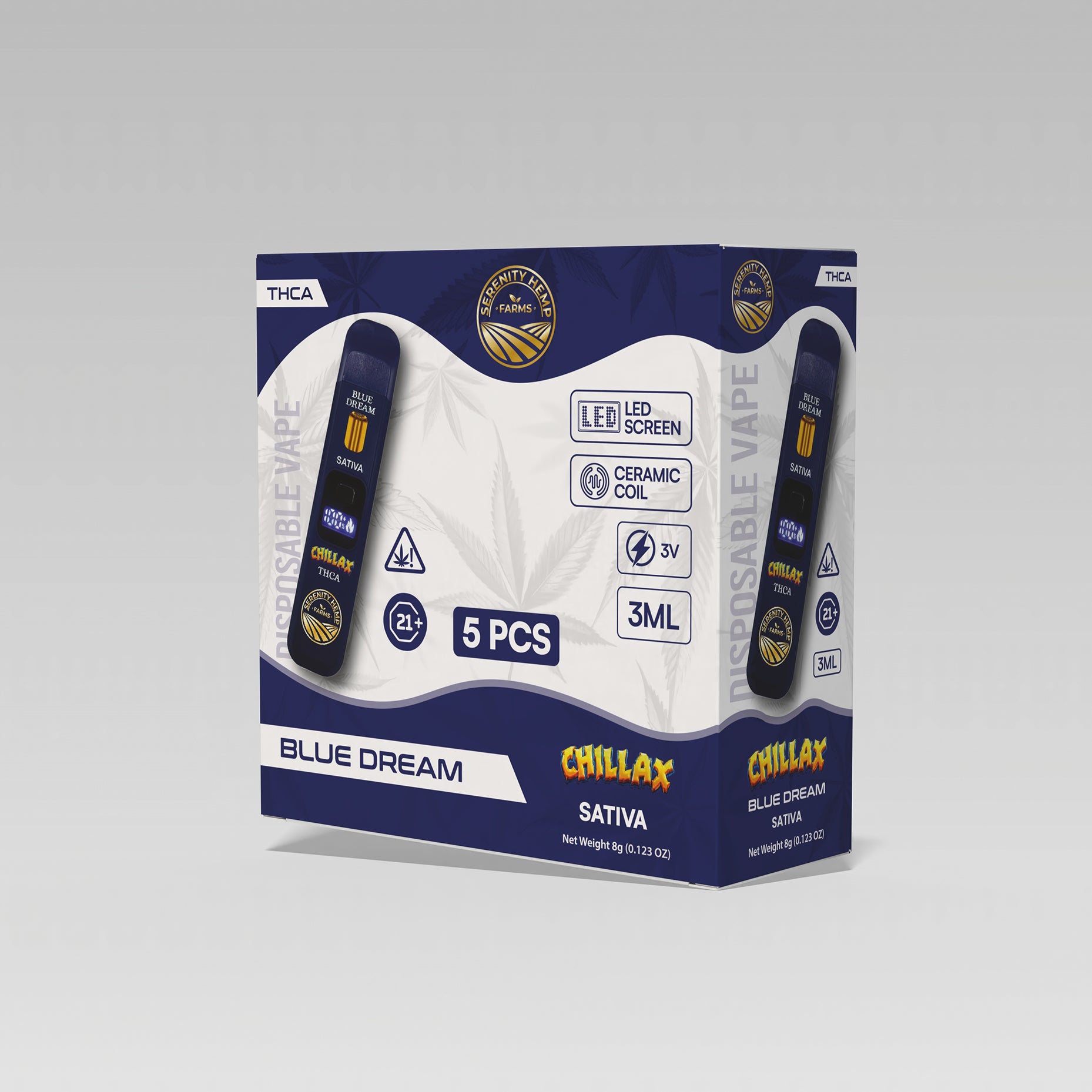Serenity Hemp - Chillax Blue Dream Sativa THCA 3ml Disposable Vape Serenity Hemp Farms Serenity Hemp - Chillax Blue Dream Sativa THCA 3ml Disposable Vape Serenity Hemp Farms